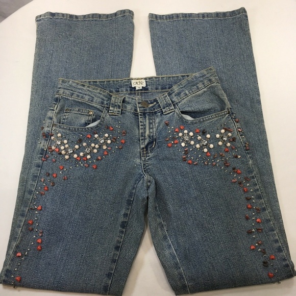Cache Denim - Cache BEADED Jeans Sz 0 LONG 34"  Beads Rare